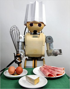 正在煎蛋卷的機器人