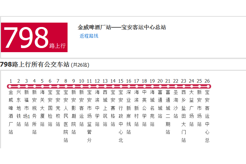 深圳公交798路 深圳公交798路
