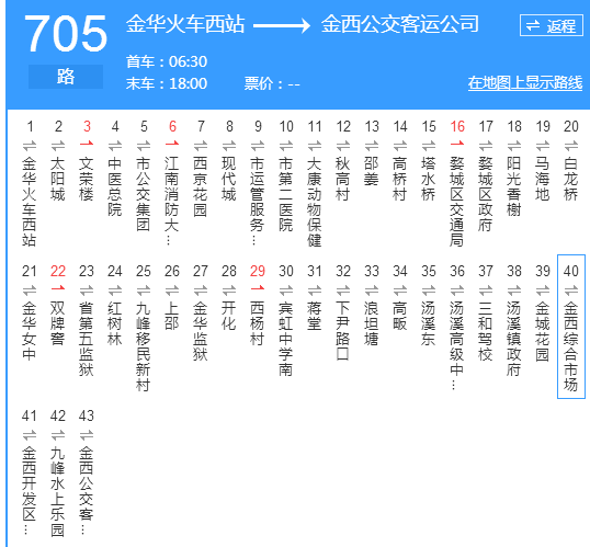 金華公交705路 金華公交705路