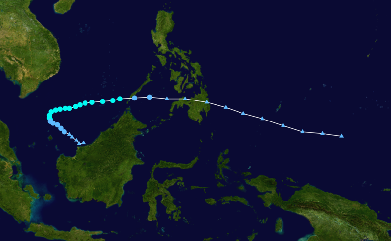 2013年第1號強熱帶風暴“清松”路徑圖