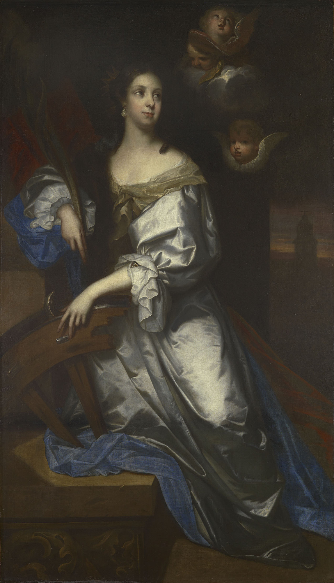 凱瑟琳王后被描繪成“救難聖人”，由雅各布·休斯曼繪