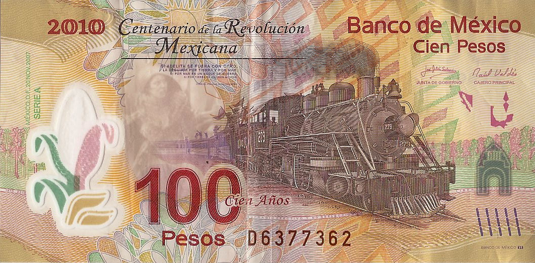 墨西哥100比索鈔票