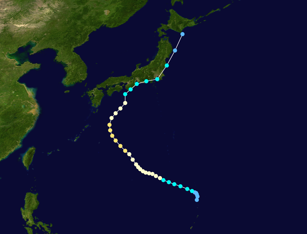 2001年第11號颱風“帕布”路徑圖