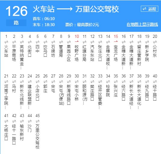 新鄉公交126路 新鄉公交126路