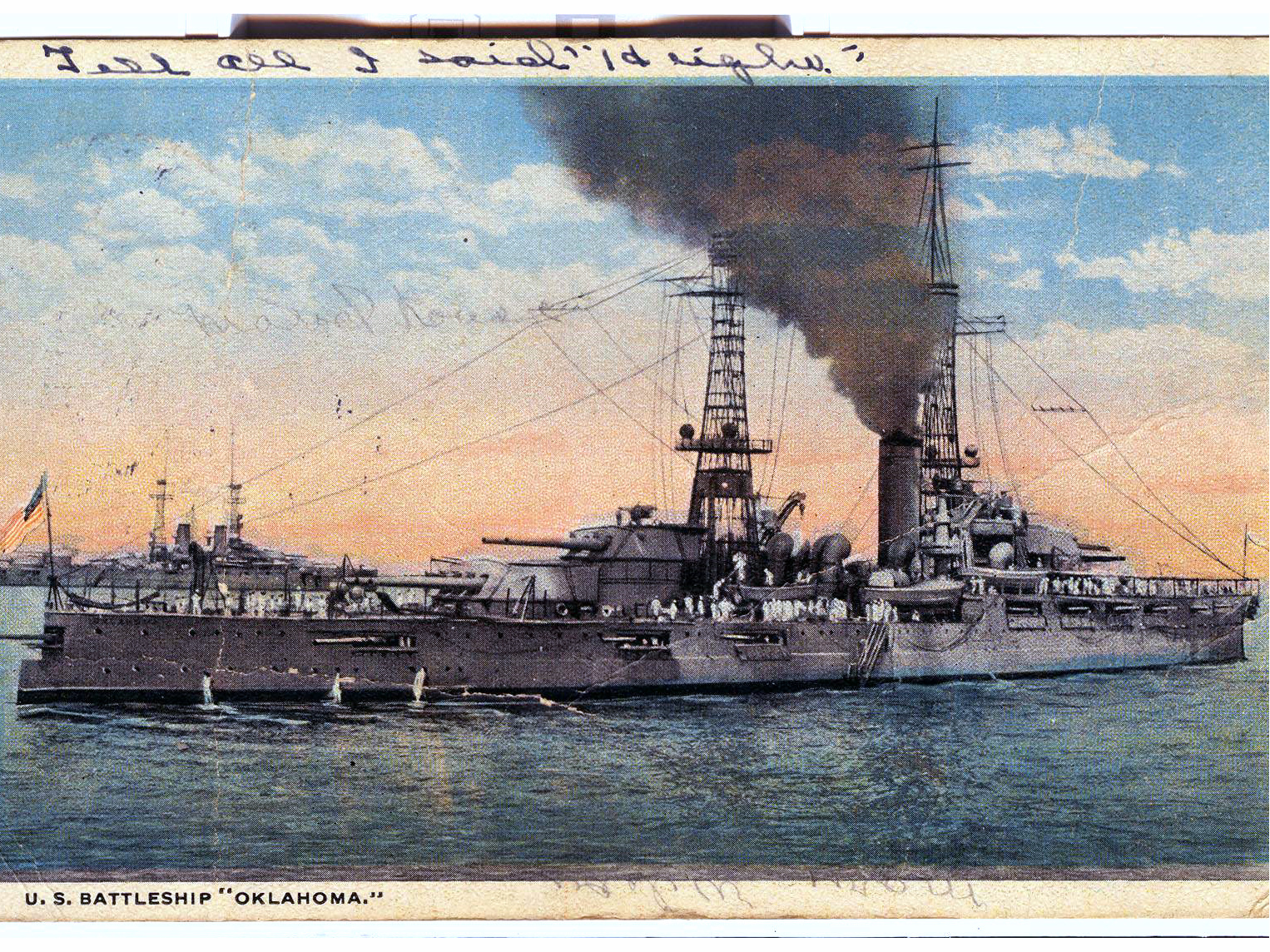 俄克拉荷馬號戰列艦明信片