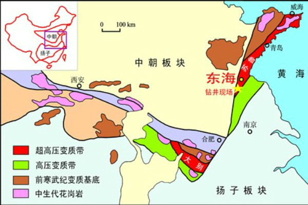 中國大陸科學鑽探工程井場位置圖