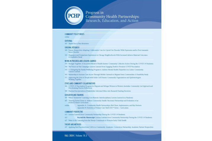 Progress in Community Health Partnerships: Research, Education, and Action Progress in Community Health Partnerships: Research, Education, and Action