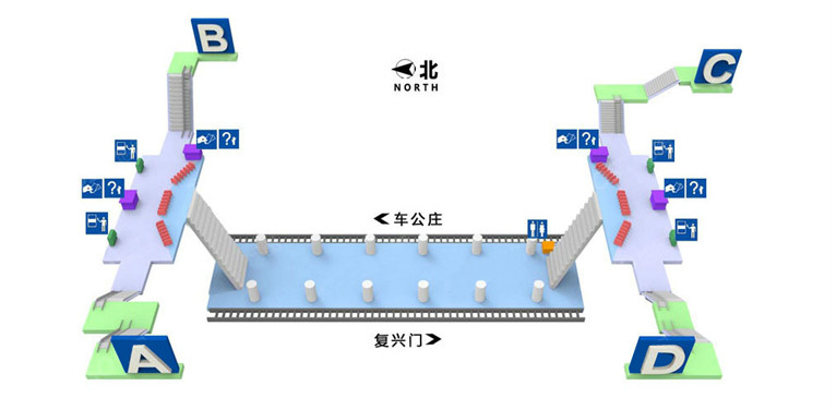 阜成門站站內立體圖