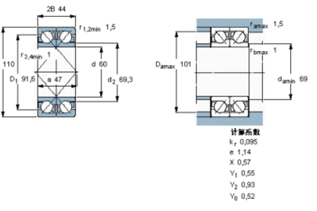 SKF 2×7212BECBM軸承 SKF 2×7212BECBM軸承