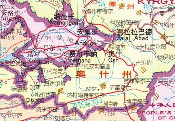 安集延市在地圖上的位置