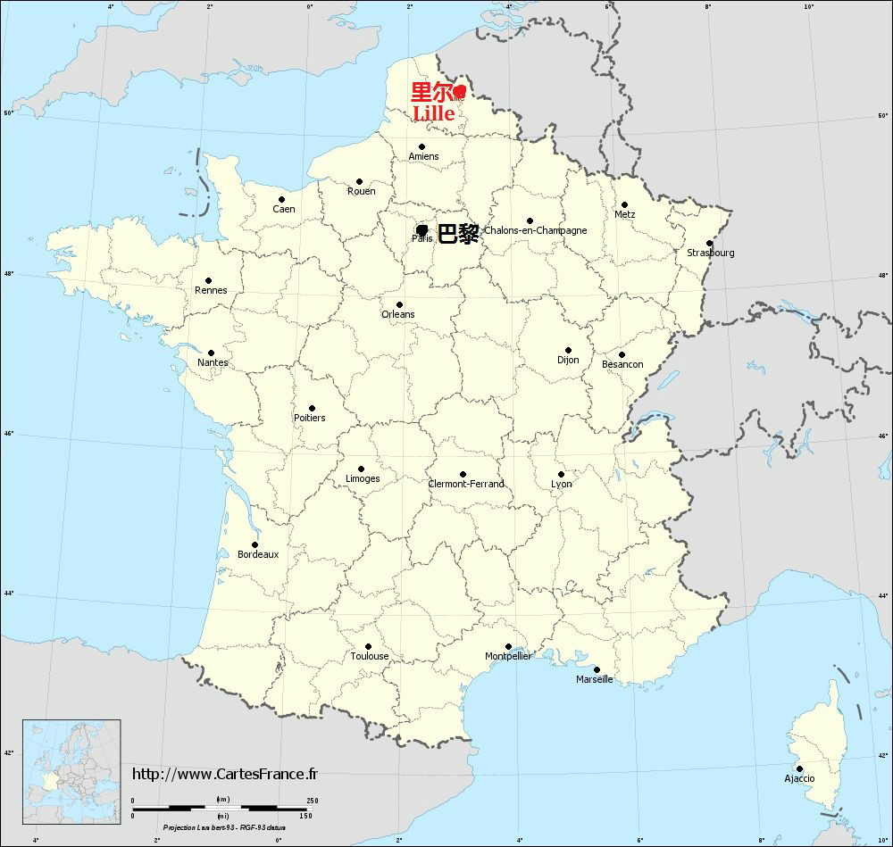 里爾在法國的位置
