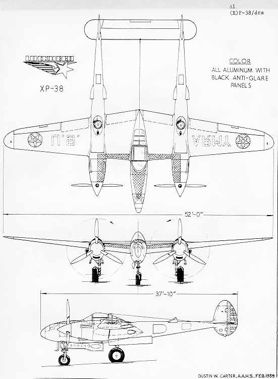 XP-38三面圖
