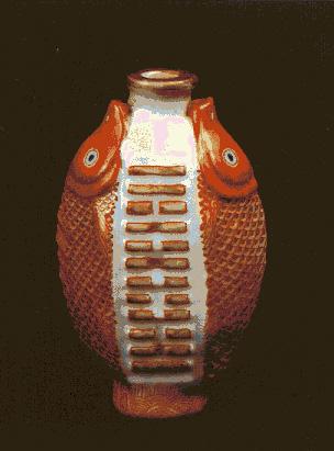 珊瑚紅雙魚式煙壺