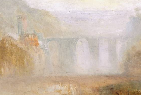 油畫中描繪的位於斯波萊托的塔橋