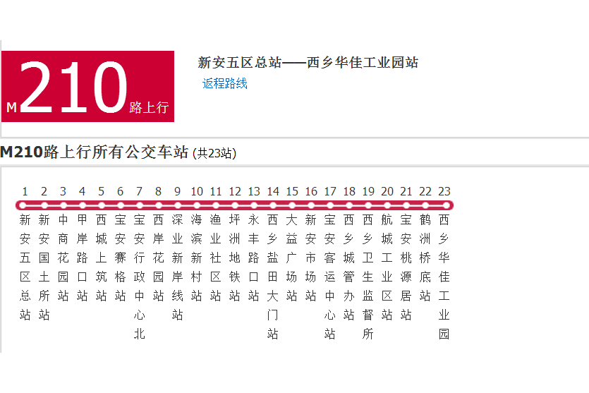深圳公交M210路 深圳公交M210路