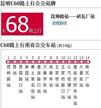 昆明公交C68路 昆明公交C68路