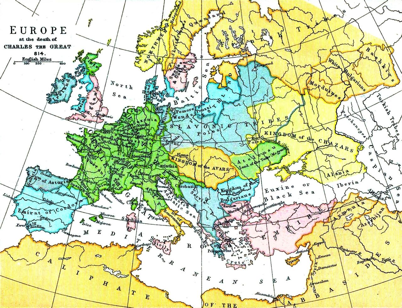814年法蘭克帝國達到全盛時