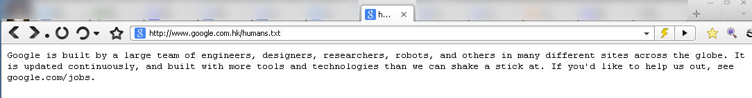 谷歌的humans.txt檔案
