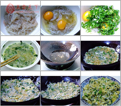 銀魚炒蛋過程圖