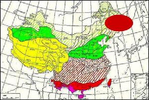 中國間冰期氣候分布圖
