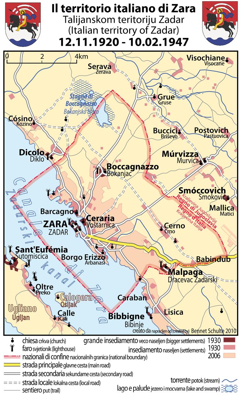義大利占領時期的扎達爾地圖