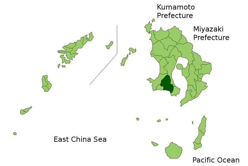 南九州市在日本鹿兒島縣的位置