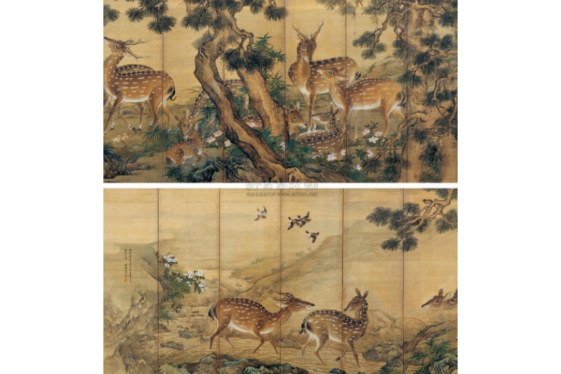 松溪群鹿圖 松溪群鹿圖