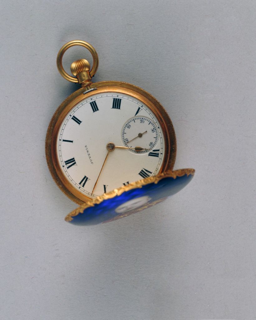 19世紀銅鍍金琺瑯人物懷表