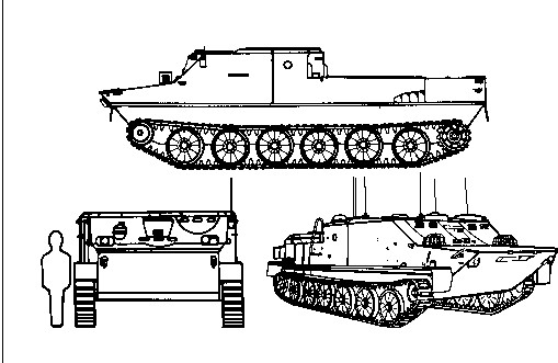 BTR-50履帶式裝甲輸送車三面圖