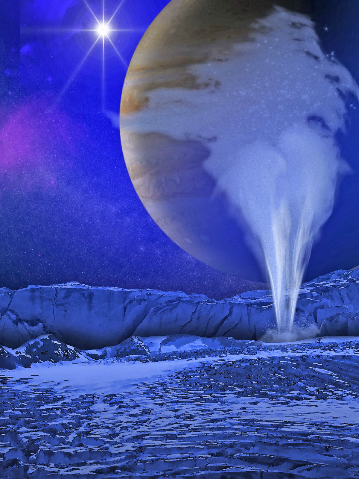 木衛二上可以看到高達200千米的壯觀噴泉