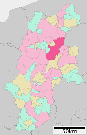 上田市在長野縣的位置