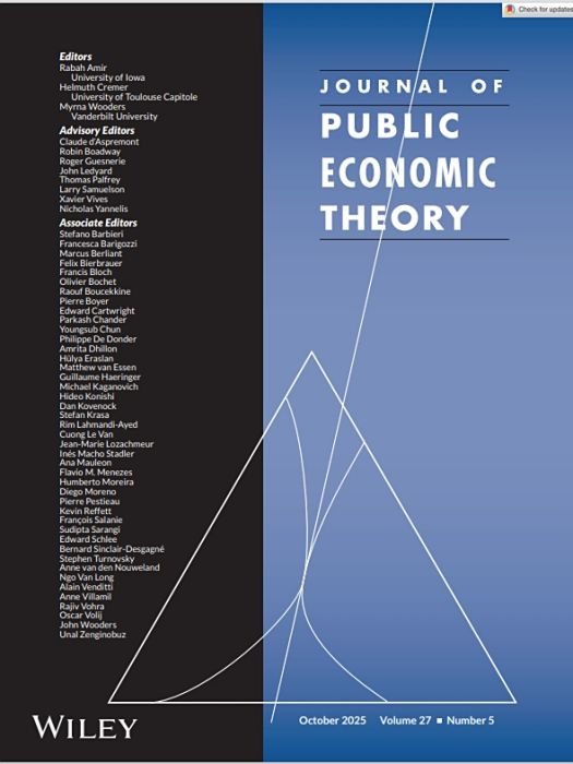 Journal of Public Economic Theory Journal of Public Economic Theory