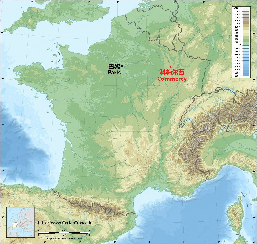 科梅爾西在法國的位置