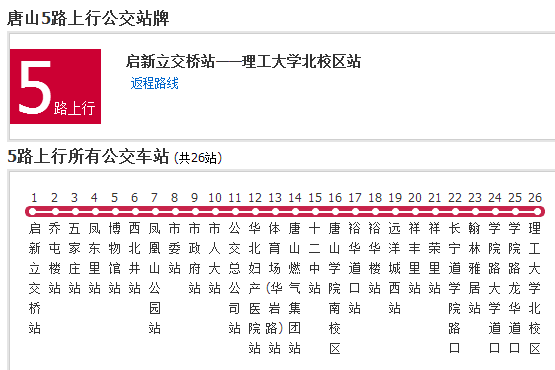 唐山公交5路 唐山公交5路