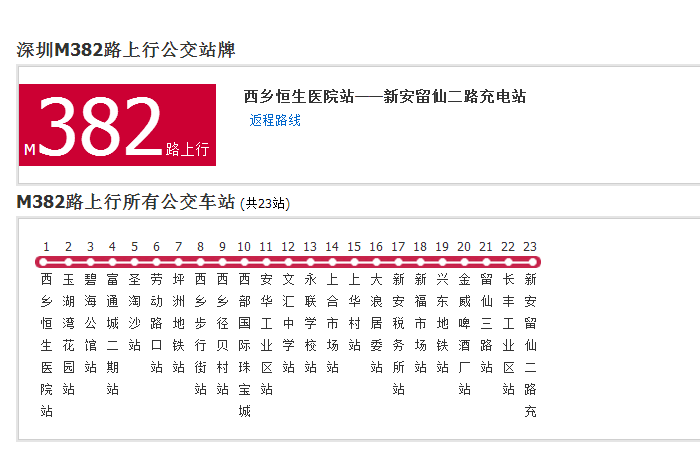 深圳公交M382路 深圳公交M382路