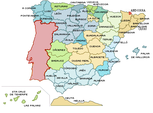 西班牙行政區劃圖