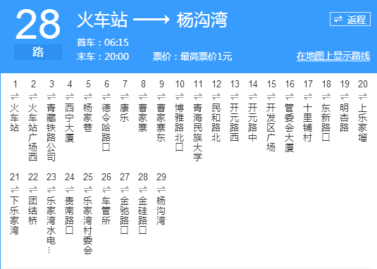 西寧公交28路 西寧公交28路