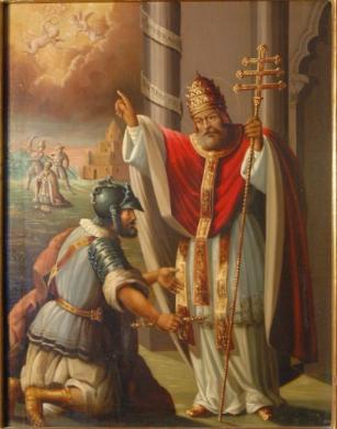 阿尼塞教宗與皈依的羅馬士兵(19世紀油畫)