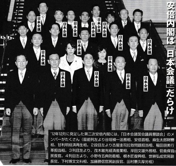 安倍內閣成員與右翼團體“日本會議”的關係密切