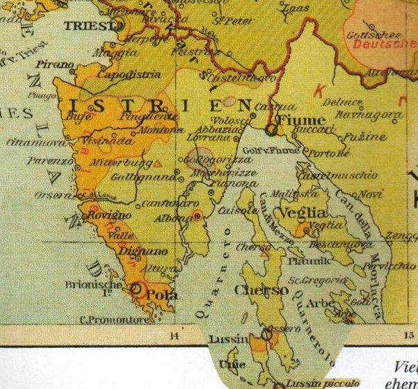1910至1911年間的里雅斯特的民族分布圖