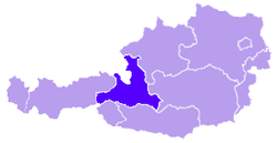 薩爾茨堡州在奧地利的位置