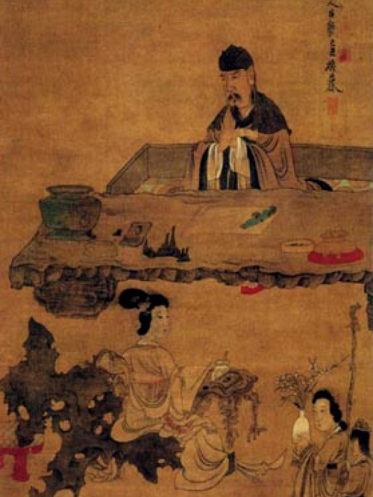 吟梅圖(明代陳洪綬創作的絹本設色畫) 吟梅圖(明代陳洪綬創作的絹本設色畫)
