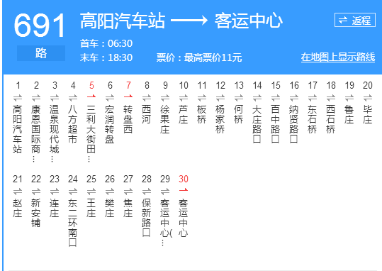 保定公交691路 保定公交691路