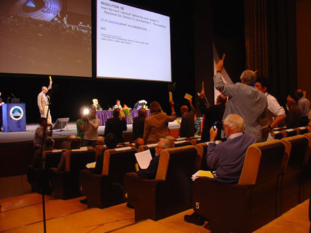 06年國際天文學聯合會冥王星身份投票現場