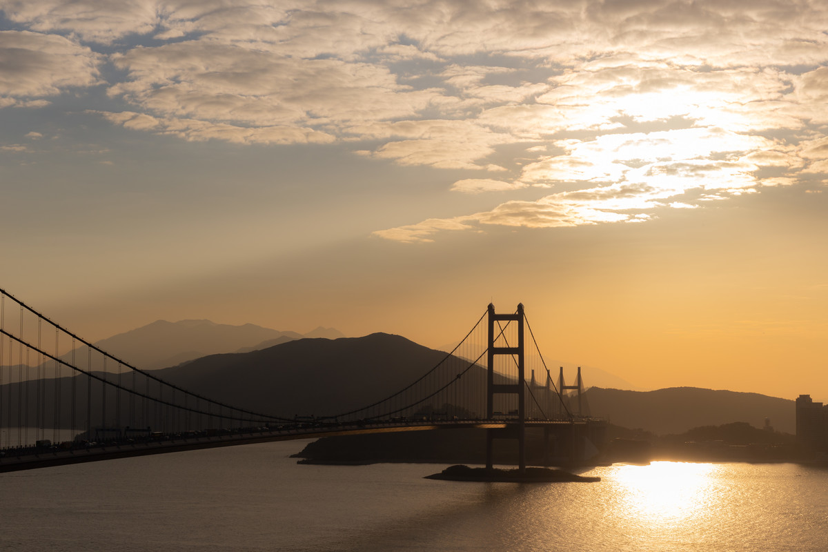 夕陽的青馬大橋
