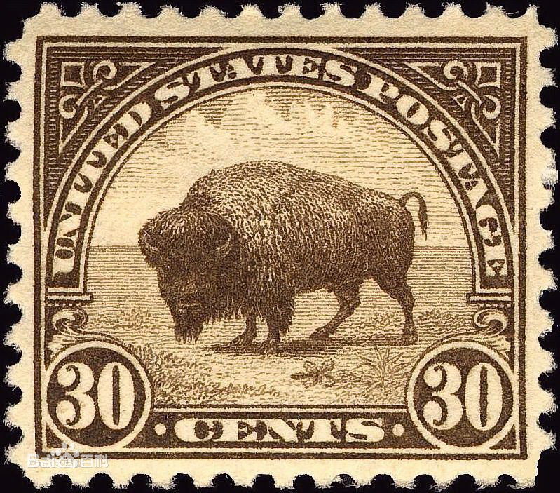 印有美洲野牛圖案的郵票