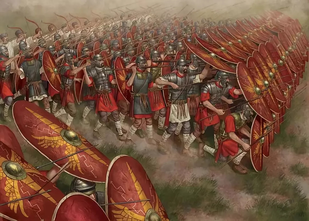 羅馬步兵以最快的速度組建的密集防禦陣型