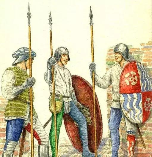 使用盾牌和短矛作戰的中世紀義大利步兵