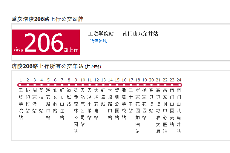 涪陵公交206路 涪陵公交206路