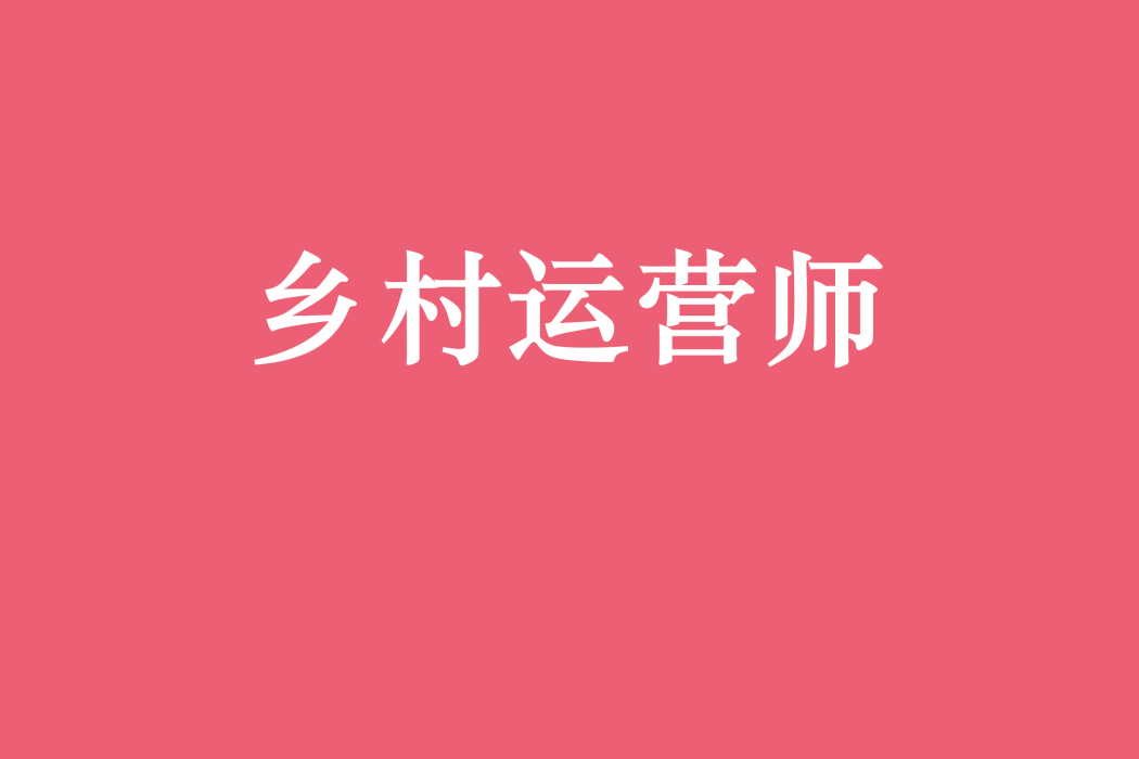鄉村運營師 鄉村運營師